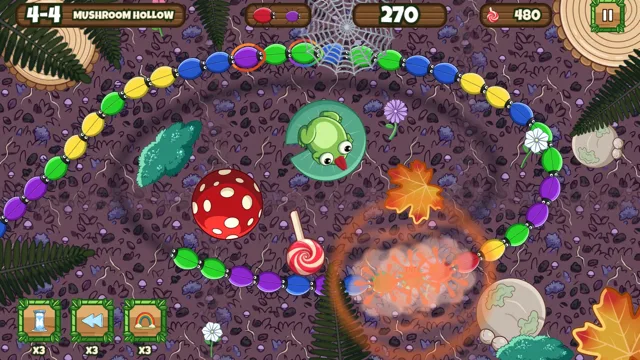 A bomb booster goes off in Mushroom Hollow, blowing a hole in the middle of the chain.