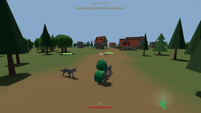 A wolf closing in across the open ground outside town.