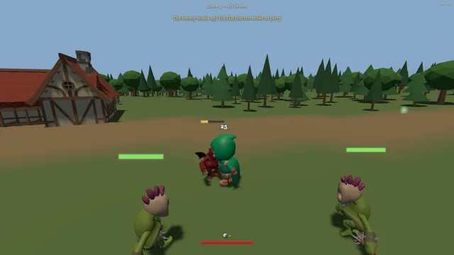 A skirmish on the forest road, health bars over both sides.