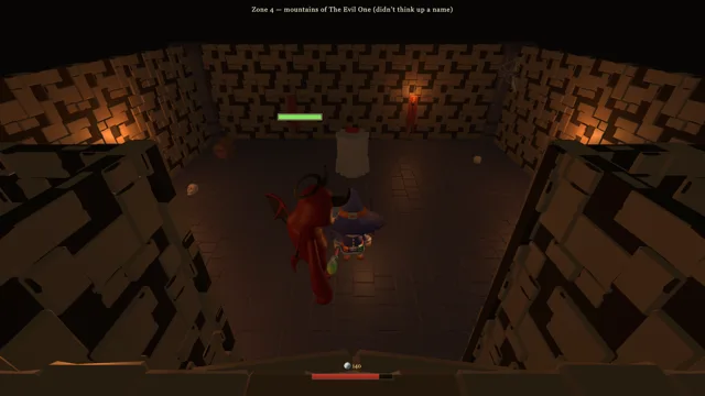 A torch-lit dungeon, the demon boss waiting at the end.