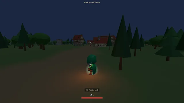 The elf woods at night, lit by a single torch.