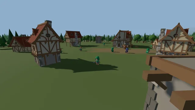 Korovany trailer: a hooded elf crossing the town green between half-timbered houses.